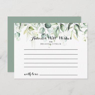 Watercolor Eucalyptus Greenery Wedding Advice Card