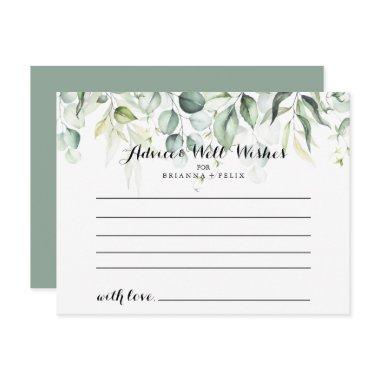 Watercolor Eucalyptus Greenery Wedding Advice Card