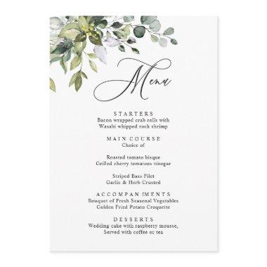 Watercolor Eucalyptus Greenery Wedding Dinner Menu