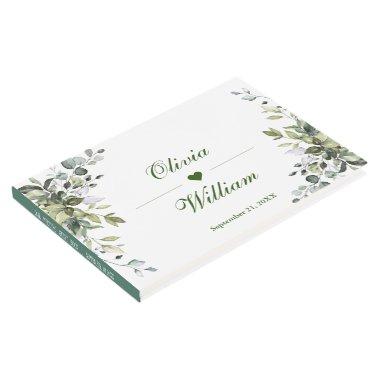 Watercolor Eucalyptus Greenery Wedding Guest Book