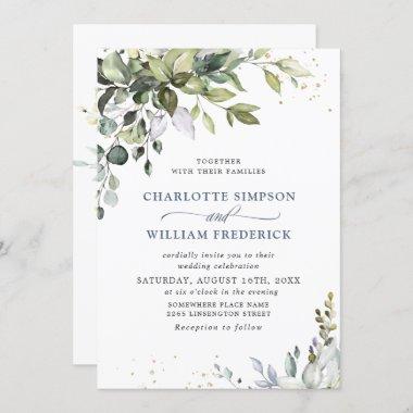 Watercolor Eucalyptus Greenery Wedding Invitations