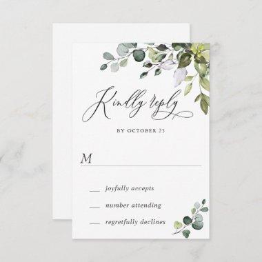 Watercolor Eucalyptus Greenery Wedding RSVP Card