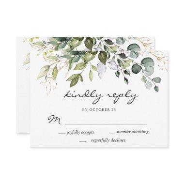 Watercolor Eucalyptus Greenery Wedding RSVP Card