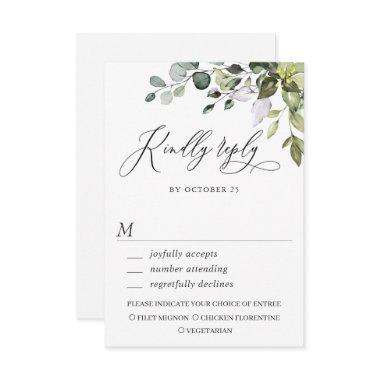 Watercolor Eucalyptus Greenery Wedding RSVP Card