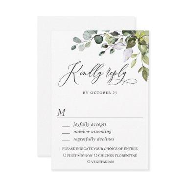 Watercolor Eucalyptus Greenery Wedding RSVP Card