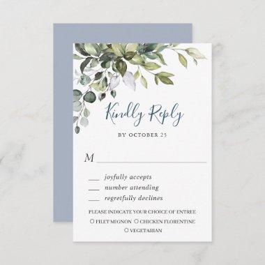 Watercolor Eucalyptus Greenery Wedding Simple RSVP Card