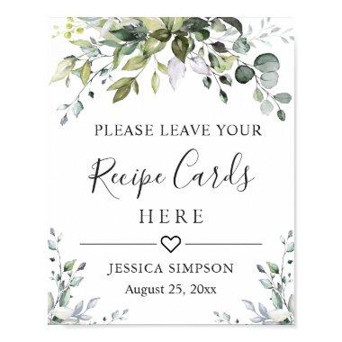 Watercolor Eucalyptus Recipe Invitations Bridal Shower Poster