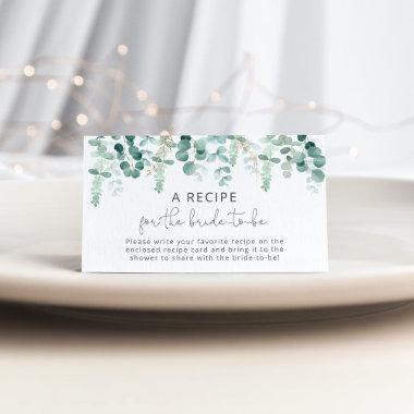 Watercolor eucalyptus Recipe for the bride to be Enclosure Invitations