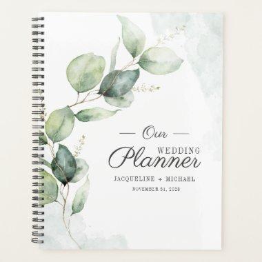 Watercolor Eucalyptus Script Floral Wedding Planner
