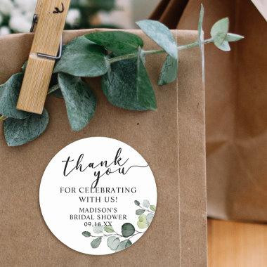 Watercolor Eucalyptus Thank You  Classic Round Sticker