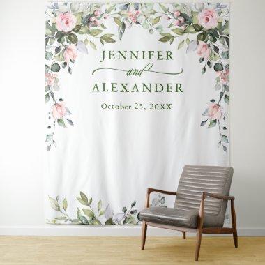 Watercolor Eucalyptus Wedding Photo Booth Backdrop