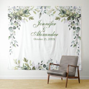 Watercolor Eucalyptus Wedding Photo Booth Backdrop