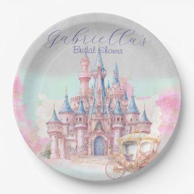 Watercolor Fairy Tale Theme Castle & Carriage Paper Plates