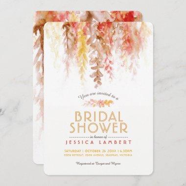 Watercolor fall brown red yellow bridal shower Invitations