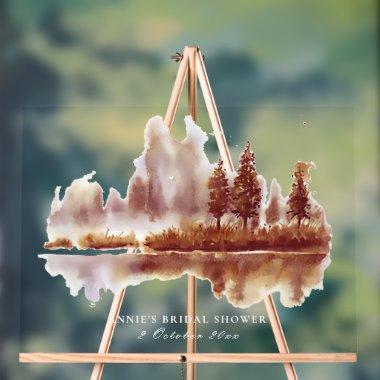 Watercolor Fall Pine Tree Wedding  Acrylic Sign