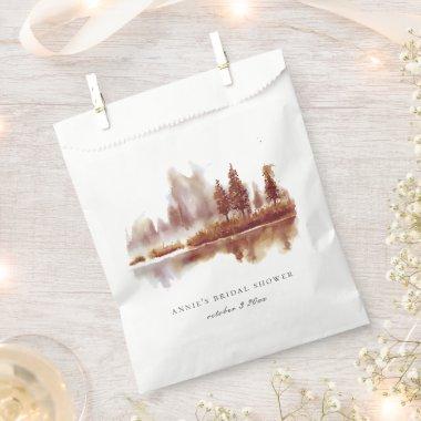 Watercolor Fall Pine Tree Wedding  Favor Bag