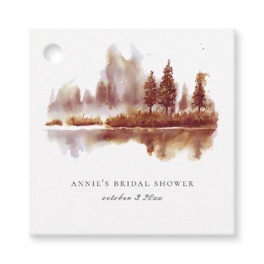 Watercolor Fall Pine Tree Wedding  Favor Tags