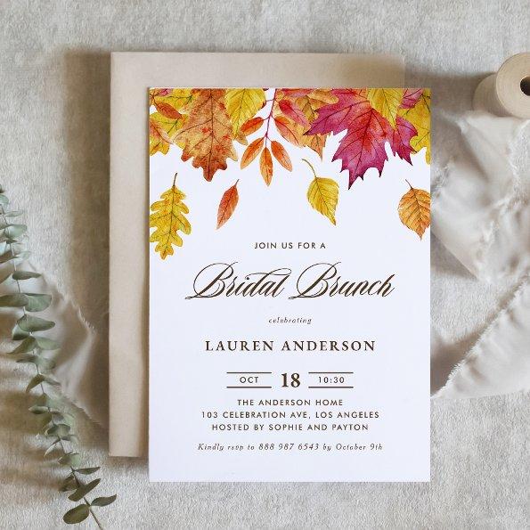 Watercolor Falling Leaves Autumn Bridal Brunch
