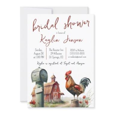 Watercolor Farm with Rooster Bridal Shower Invitations