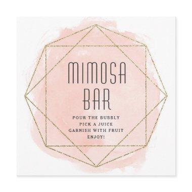 Watercolor faux glitter Mimosa bar sign Invitations