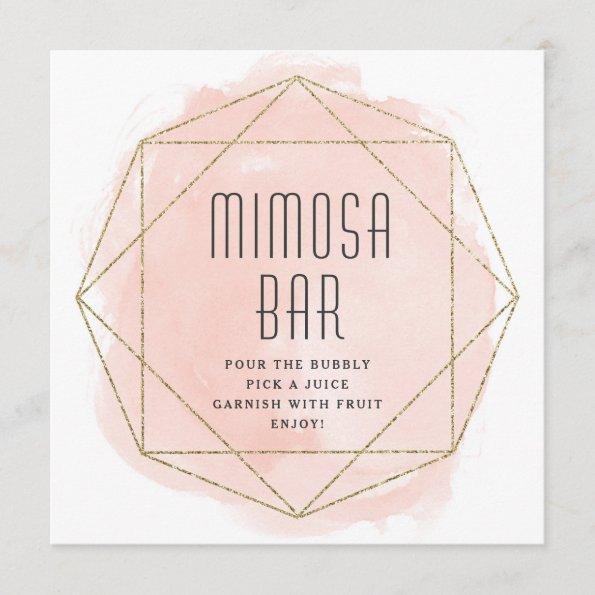 Watercolor faux glitter Mimosa bar sign Invitations