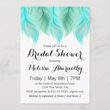 Watercolor Feathers Bridal Shower Invitations