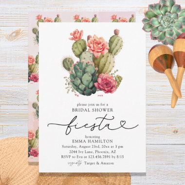 Watercolor Fiesta Cactus Floral Bridal Shower Invitations