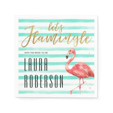 Watercolor Flamingle Mint Stripes | Bridal Shower Napkins