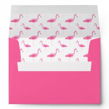 Watercolor Flamingo Return Address Custom Envelope