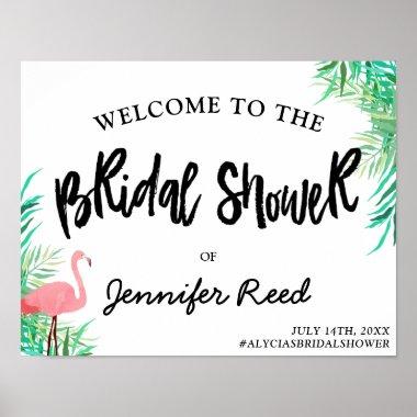 Watercolor Flamingo Tropical Bridal Shower Welcome Poster