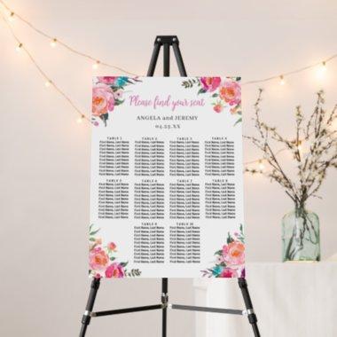 Watercolor Floral 10 Tables Wedding Seating Chart Foam Board
