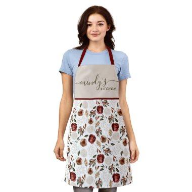 Watercolor Floral All-Over Print Apron