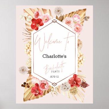 Watercolor Floral Bachelorette Party Welcome Sing Poster