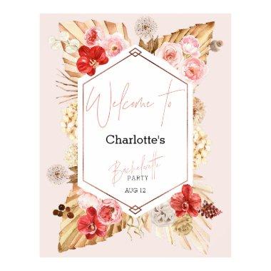 Watercolor Floral Bachelorette Party Welcome Sing Poster