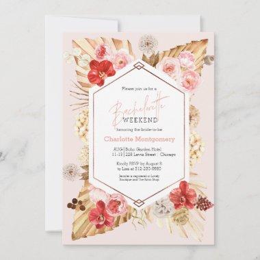 Watercolor Floral Bachelorette Weekend Itinerary Invitations
