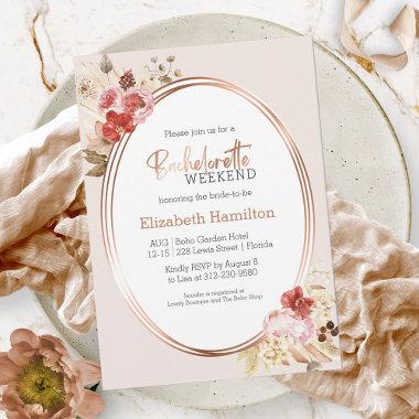 Watercolor Floral Bachelorette Weekend Itinerary Invitations