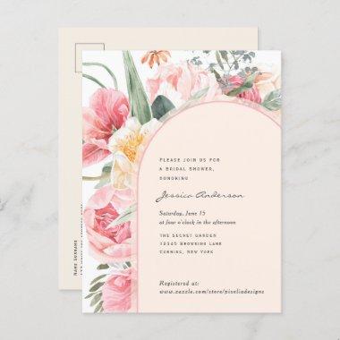 Watercolor floral bohemian style garden bridal invitation postInvitations