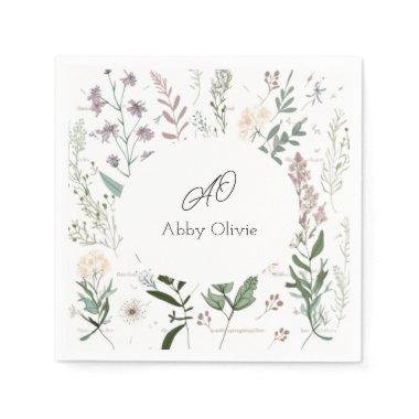 Watercolor floral boho simple napkins