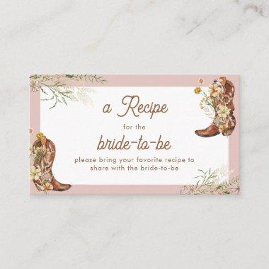 Watercolor Floral Boots & Brunch Bridal Shower Enclosure Invitations
