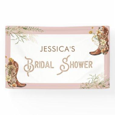 Watercolor Floral Boots & Bubbly Bridal Shower Banner