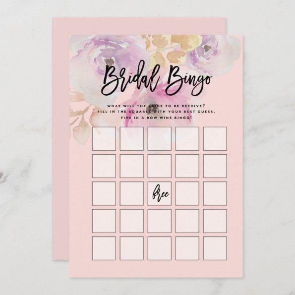 Watercolor Floral Bridal Shower Bingo Game Invitations