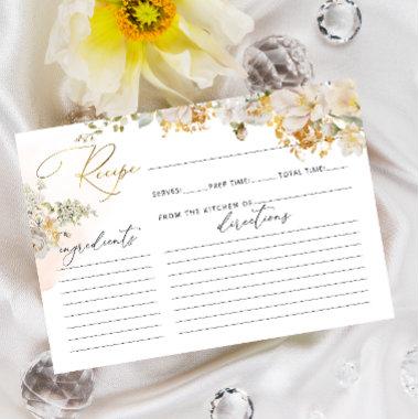 Watercolor Floral Bridal Shower Recipe Invitations