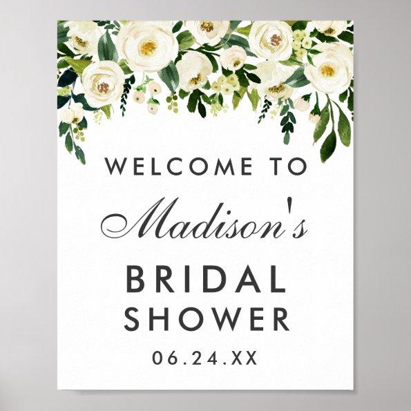 Watercolor Floral Bridal Shower Welcome Poster WG