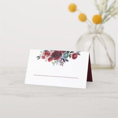Watercolor Floral Burgundy Place Invitations