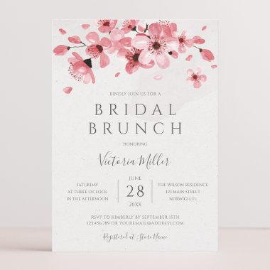 Watercolor Floral Cherry Blossom Bridal Shower Invitations