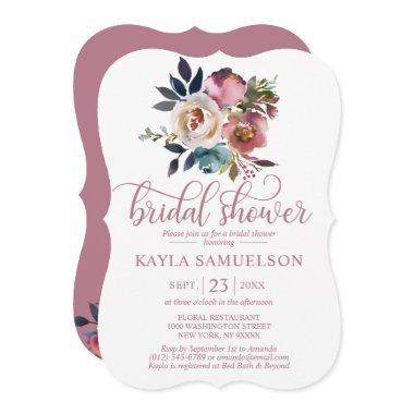Watercolor Floral Dusty Mauve Rose
