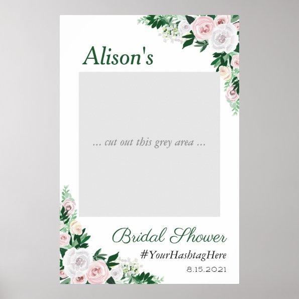 Watercolor Floral Green Bridal Shower Photo Prop Poster