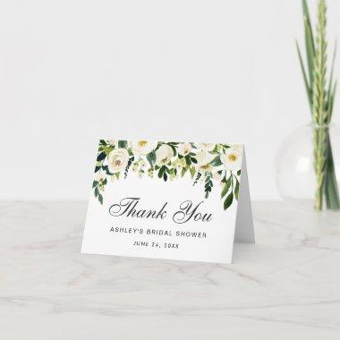 Watercolor Floral Green Bridal Shower Thanks Note Thank You Invitations