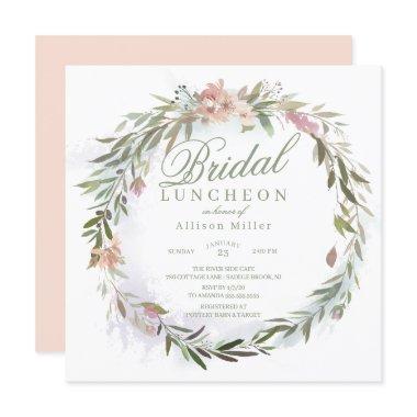 Watercolor Floral Greenery Wreath Bridal Luncheon