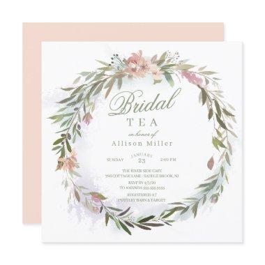Watercolor Floral Greenery Wreath Bridal Tea